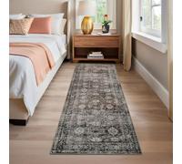 LuxFocus Washable Runner Rugs for Hallway 60x230cm, Non-Slip Kitchen Rug, Low Pile Vintage Distressed Carpet Runners, Oriental Carpet Indoor Carpets for Bathroom Entrance, Red Green