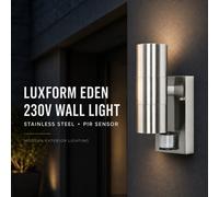 Wall Light Stainless Steel with PIR Sensor Pathway Garden Luxform Lighting