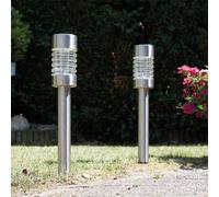 Luxform LED Solar Torino Post Light - Pack of 2 in Metallic Silver Luxform Metallic Silver