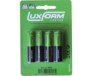 Luxform Lighting Solar AA Rechargeable NimH Batteries 800mAh 1.2V | 4 Pack