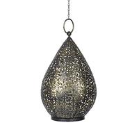 Luxform Lighting USB Rechargeable LED Metal Moroccan Hanging/Table Light Outdoor or Indoor 24 Flickering LED's Flame Light (Antique Bronze)