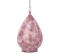 Luxform Lighting USB Rechargeable LED Metal Moroccan Hanging/Table Light Outdoor or Indoor 24 Flickering LED's Flame Light (Delicate Pink)