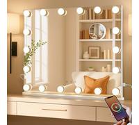 LUXFURNI Vanity Mirror with Lights, 60 x 52 cm Hollywood Makeup Mirror