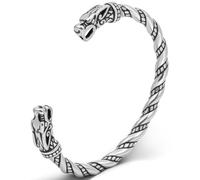 LuxGoth Stainless Steel Cuff Bracelet,Retro Gothic Punk Biker Cool Open Adjustable Cuff Bangle Bracelets Jewelry for Men Silver, One Size, Stainless Steel, no gemstone