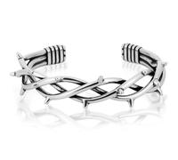 LuxGoth Stainless Steel Cuff Bracelet,Retro Gothic Punk Biker Cool Open Adjustable Cuff Bangle Bracelets Jewelry for Men Silver, One Size, Stainless Steel, no gemstone