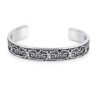 LuxGoth Stainless Steel Cuff Bracelet,Retro Gothic Punk Biker Cool Vintage Open Adjustable Cuff Bangle Bracelets Jewelry for Men Silver, One Size, Stainless Steel, no gemstone