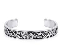 LuxGoth Stainless Steel Cuff Bracelet,Retro Gothic Punk Biker Cool Vintage Open Adjustable Cuff Bangle Bracelets Jewelry for Men Silver, One Size, Stainless Steel, no gemstone