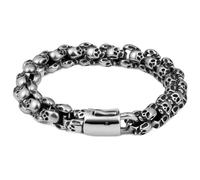 LuxGoth Stainless Steel Heavy Cuban Link Chain Bracelet Gothic Punk Rock Biker Viking Vintage Franco Link Curb Bracelet Jewelry for Men Silver, One Size, Stainless Steel, no gemstone