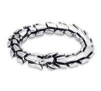 LuxGoth Stainless Steel Heavy Cuban Link Chain Bracelet Gothic Punk Rock Biker Viking Vintage Franco Link Curb Bracelet Jewelry for Men Silver, One Size, Stainless Steel, no gemstone