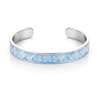 LuxGoth Stainless Steel Icy Blue Swirling Cuff Bracelet,Retro Gothic Punk Biker Cool Open Cuff Bangle Bracelets Jewelry for Men GTS-B1B45086