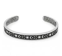 LuxGoth Stainless Steel Retro Sun Moon Star Cuff Bracelet,Retro Gothic Punk Biker Cool Open Celestial Cuff Bangle Bracelets Jewelry for Men Silver GTS-B1B45076