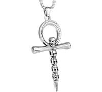 LuxGoth Stainless Steel Skulls Cross Necklace,Gothic Cross Christian Faith Pendant Chain Jewelry for Men Women GTS-N1L98002, One Size, Stainless Steel, No Gemstone