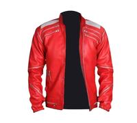 Luxhyde Red Thriller-Inspired Halloween Costume Jacket | Stylish Leather Outerwear for Men & Women | Multi-Zip Streetwear Style (Leather, Medium)