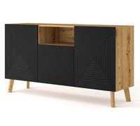 LUXI 3D 146 cm chest of drawers oak artisan / black matt