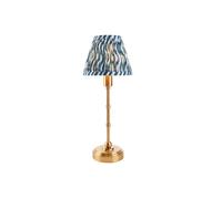 Luxia Ashurst 395 LED USB Rechargeable Touch Table Lamp - Brushed Brass with Blue Shade