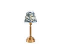 Luxia Aspley LED USB Rechargeable Touch Table Lamp - Brushed Brass with Blue Shade