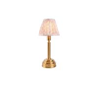 Luxia Aspley LED USB Rechargeable Touch Table Lamp - Brushed Brass with Pastel Pink Shade