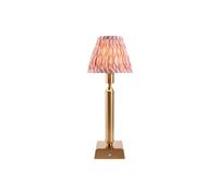 Luxia Bakewell LED USB Rechargeable Touch Table Lamp - Brushed Brass with Pink Shade