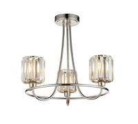 Luxia Bristol 3 Light Glass Semi-Flush Ceiling Light - Nickel