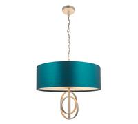 Luxia Carlton Large Ceiling Pendant Light - Antique Silver & Teal