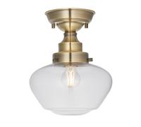Luxia Harpenden Clear Glass Semi-Flush Ceiling Light - Antique Brass