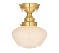 Luxia Harpenden Opal Glass Semi-Flush Ceiling Light - Antique Brass