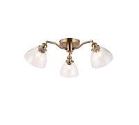 Luxia Horton Glass Semi-Flush Ceiling Light - Antique Brass