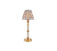 Luxia Kingham LED USB Rechargeable Touch Table Lamp - Brushed Brass with Grey Shade