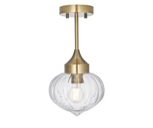 Luxia Oxford Glass Semi-Flush Ceiling Light - Antique Brass