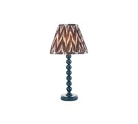 Luminosa Lighting Luminosa Higgledy Gloss Marlin Blue Paint Table Lamp With Pearl Grey Fabric Zigzag Shade 25Cm E14