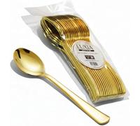 Luxia Reusable Plastic Cutlery Gold Small Spoon, 20pcs Bulk Pack Durable Elegant Cutlery, 12.8cm Durable Dinnerware for Weddings, Catered Events
