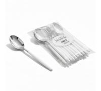 Luxia Reusable White Silver Plastic Spoon, 20pcs Bulk Pack Durable Elegant Cutlery, Durable Dinnerware for Weddings, Catered Events