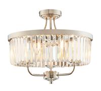 Luxia Rosewood Glass Semi-Flush Ceiling Light - Bright Nickel