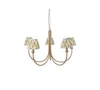 Luxia Sudbury 5 Arm Ceiling Pendant Light - Brushed Brass with Green Shade