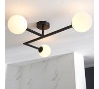 Luxia Tinsley 3 Light Semi-Flush Ceiling Light - Matt Black