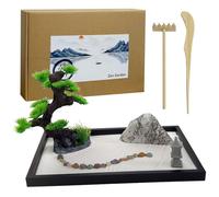 LuXianYS Japanese Zen Garden Kit, Mini Rock Garden Meditation Gift Set, Zen Sand Kit - Meditation Gifts with Rake, Sand, Rocks and Trees, for Home & Office Desk Accessories