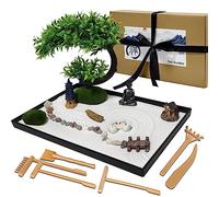 LuXianYS Japanese Zen Garden, Mini Zen Garden Home Decoration for Desk with Rake, Mini Zen Sand Rock Garden Ornament, Meditation Gift Set for Meditation, Relaxation and Gift