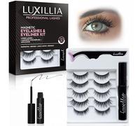 Luxillia Magnetic Eyelashes with Eyeliner, Most Natural Looking Magnetic Lashes Kit with Applicator, Best 8D and 3D Look, Reusable Fake Eye Lash, No Glue, Strongest Waterproof Liquid Liner