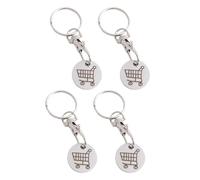 Luxiremi 4-Pack Metal Shopping Cart Coin Keychains - Trolley Token Keyrings for Hassle-Free Grocery Shopping(Black,white) (black)