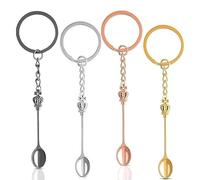 Luxiremi 4 Pcs Mini Spoon Necklace, Mini Snuff Spoon, Tiny Spoon Keychain
