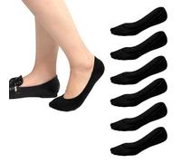 Luxiremi 6 Pairs Women No Show Socks Ultra Low Cut Liner Non Slip Invisible for Loafer Boat Flats（black）