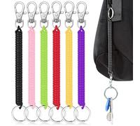 Luxiremi 6 Pcs Stretchy Spiral Keyring With Retractable Design and Carabiner - Theftproof Key Chains for Men, Keys, Wallet, Phone, Backpack and Fishing Tools