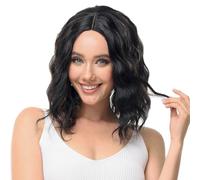 Luxiremi Blonde Mixed Brown Wig Natural Short Hair Wigs 35 cm Adjustable Mid Part Lace Front Curly Wavy Wigs for Ladies Daily Carnival