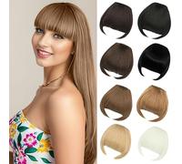 Luxiremi Clip-in pony sepia brown - fringe bangs extension, thick fake hairpieces for women
