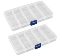 Luxiremi Organiser Box 2Pcs Small Craft Storage Boxes with Compartments Clear Plastic Storage Earring Containers Jewellery Screw Box with Adjustable