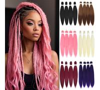 Luxiremi Pre Stretched Braiding Hair 4 Bundles 60 cm Blue Synthetic Easy Braids Yaki Hair Extensions for Braiding