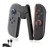 LuxiSync Charging Grip for Switch 2 Handle,Ergonomic V-Controller Stand with USB-C Cable and LED Indicator for Fast Charging While Playing - for Switch2 (Model 2025)