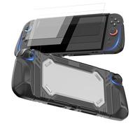 LuxiSync Protective Case for Switch 2 - TPU Grip Case with 2 Tempered Glass Screen Protectors, 8 Thumb Grips & 8 Dust Plugs, Shockproof Shell Accessories Set, Protective Shell Grip Cover for Switch 2