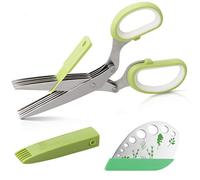 Luxiv Herb Scissors Herb Stripper Set, Stainless Steel Herb Cutter Tools 5-Blades Scissors with Herb Stripping Tool, Safe Cover, Cleaning Comb Multi-Blade Herb Shears 2 in 1 Herb Tools Kits (Green)