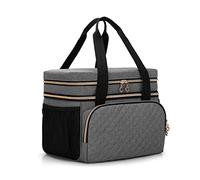 Luxja Double Layer Breast Pump Bag Compatible with Spectra S1 and S2, Pump Bag for Breast Pump and Extra Parts (Suitable for Home or Travel Use, Patent Design, Bag Only), Grey